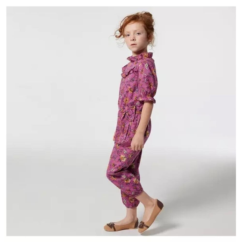 Girls' Janie and Jack Floral Ruffle Neck Cotton Jumpsuit Size 12 Garden Party - Picture 2 of 11